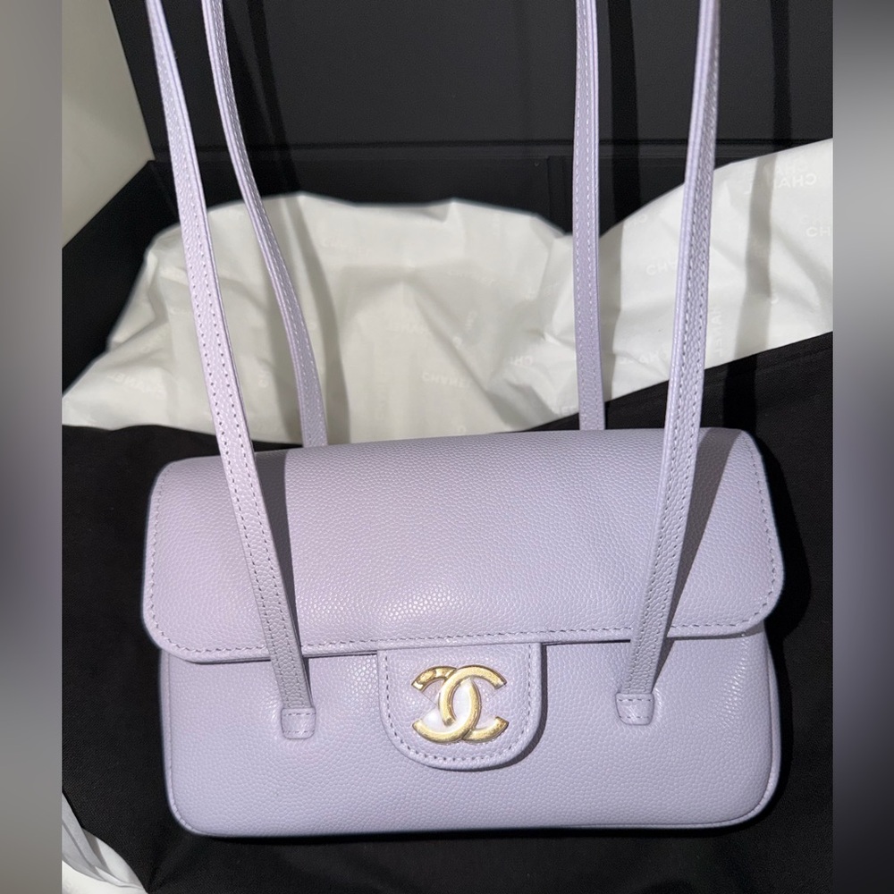 Chanel 26S Preppy Coco Mini Purple Caviar Leather Gold CC Logo Shoulder Bag - Picture 3 of 16